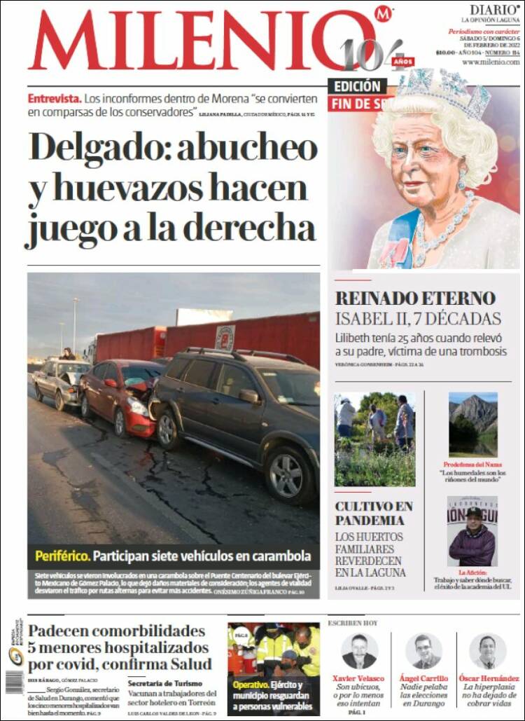 Portada de Milenio - Laguna (México)