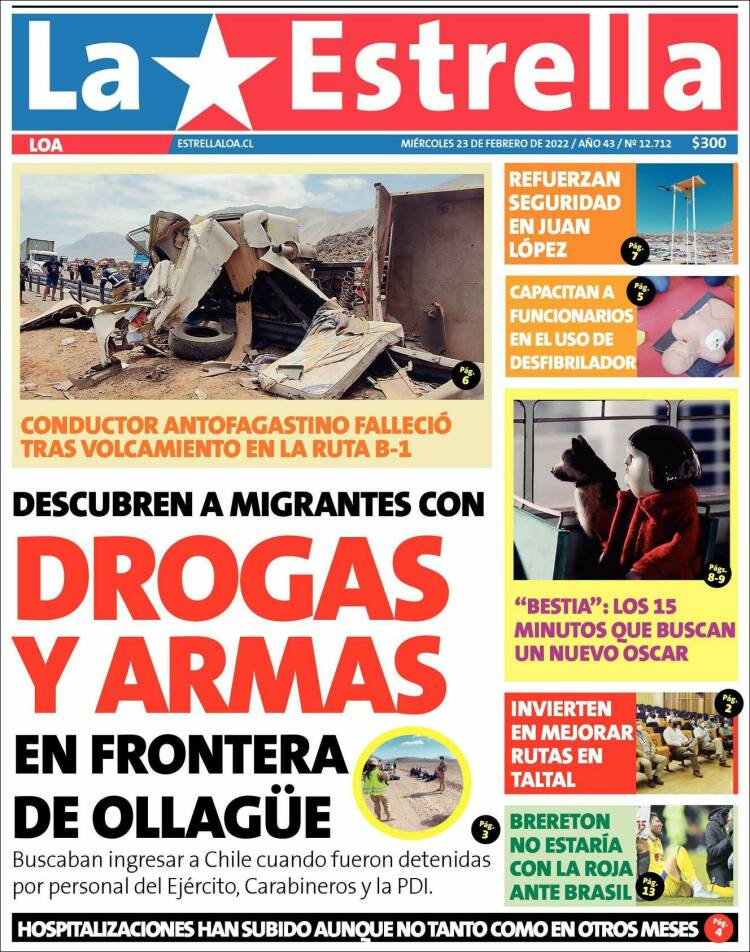 Portada de La Estrella de Loa (Chile)