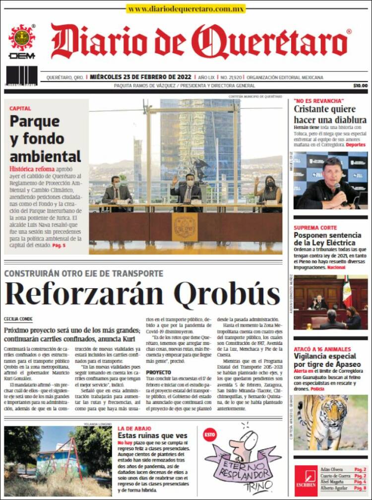 Portada de Diario de Querétaro (México)