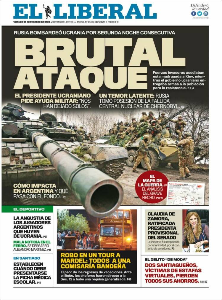Portada de Diario El Liberal (Argentina)