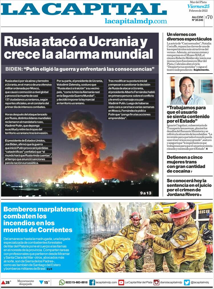 Portada de Diario La Capital - Mar del Plata (Argentina)