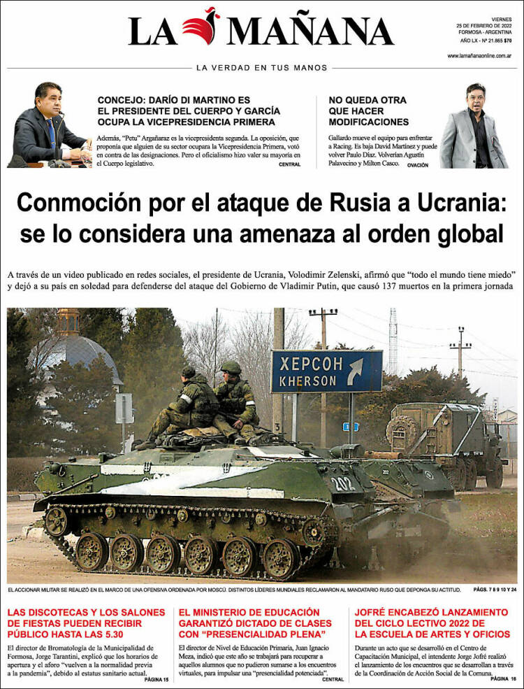 Portada de Diario La Mañana (Argentina)