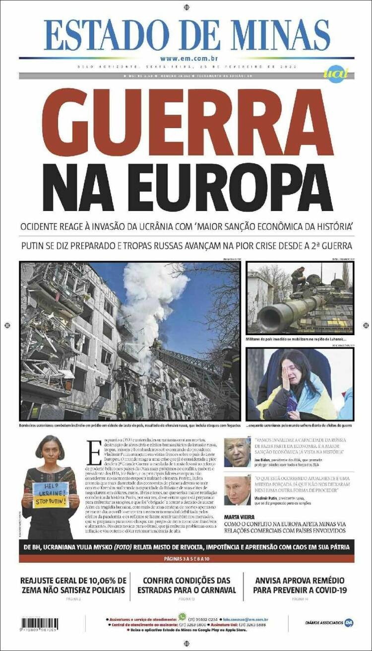 Portada de Jornal Estado de Minas (Brasil)