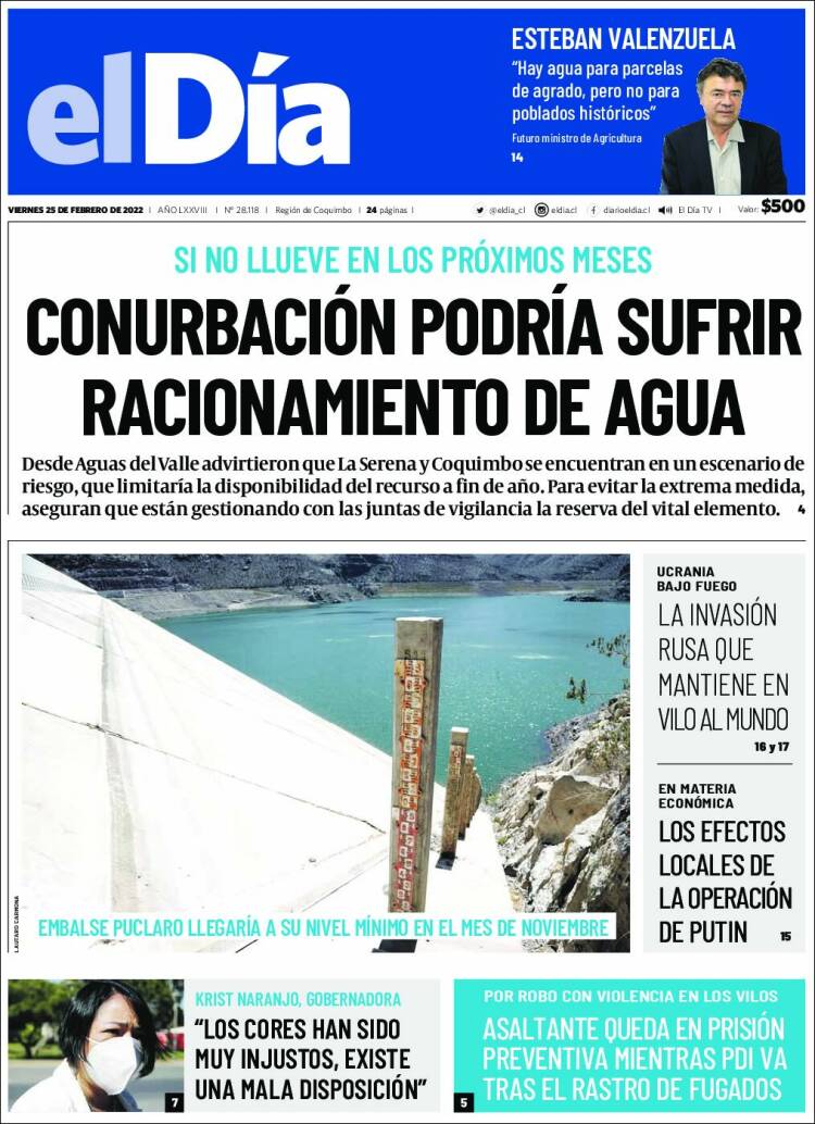 Portada de El Día (Chile)