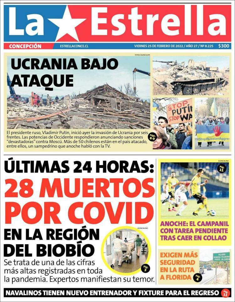 Portada de La Estrella de Concepción (Chile)