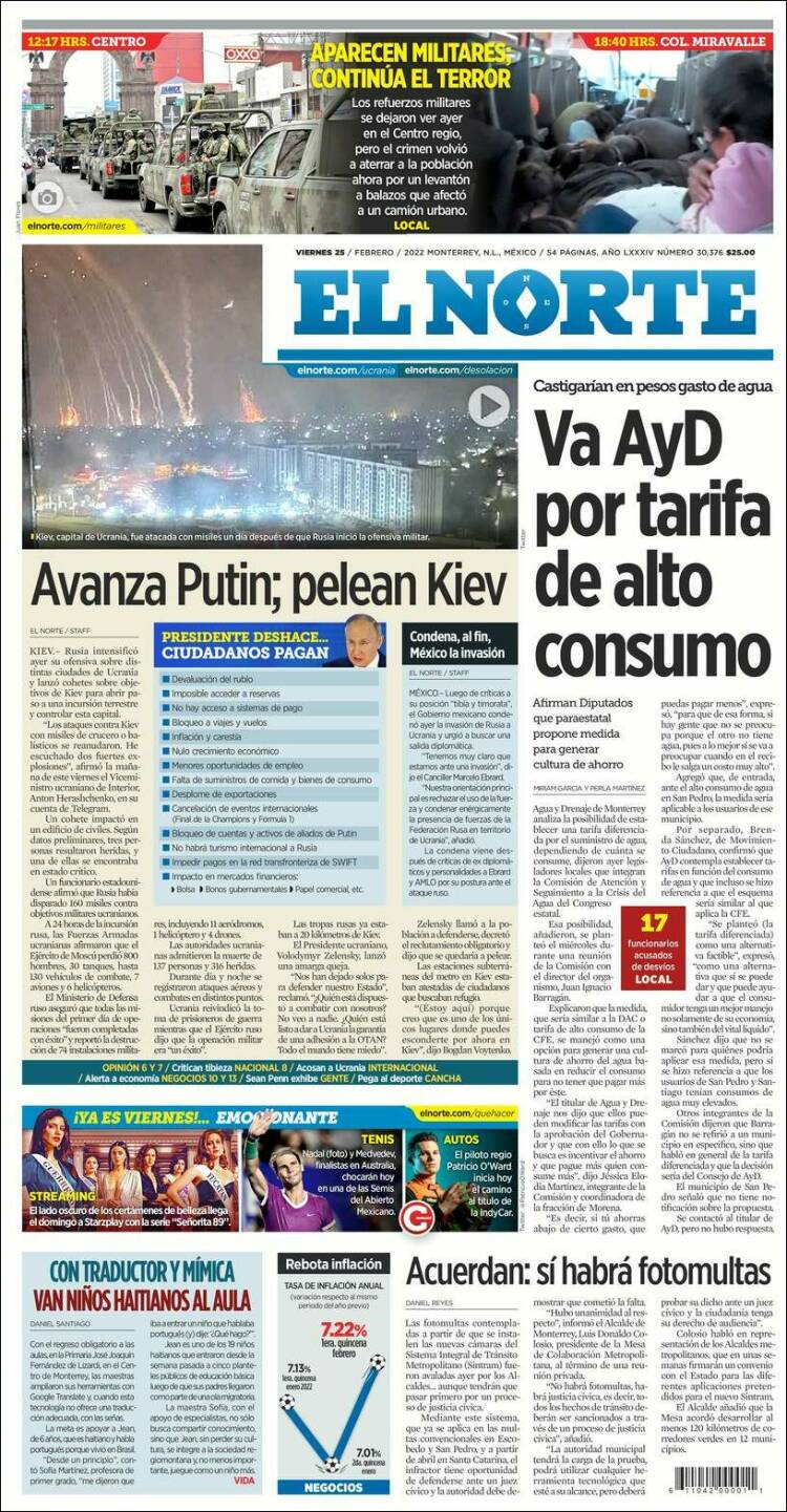 Portada de El Norte (México)