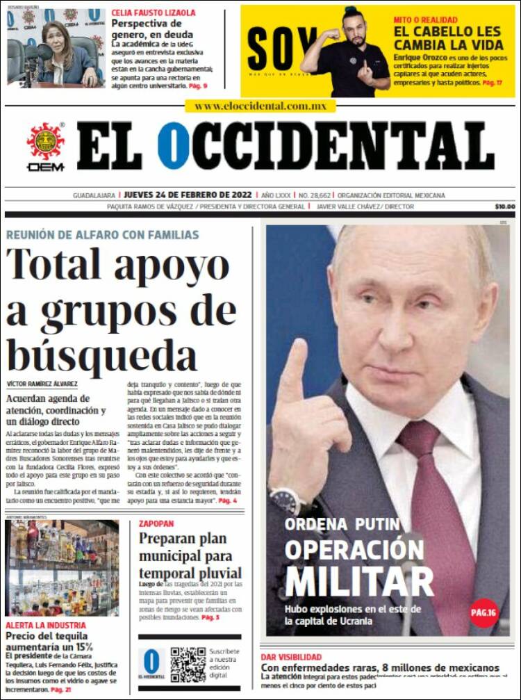 Portada de El Occidental (México)