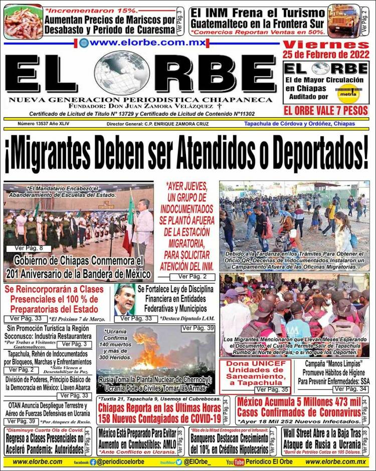 Portada de El Orbe (México)