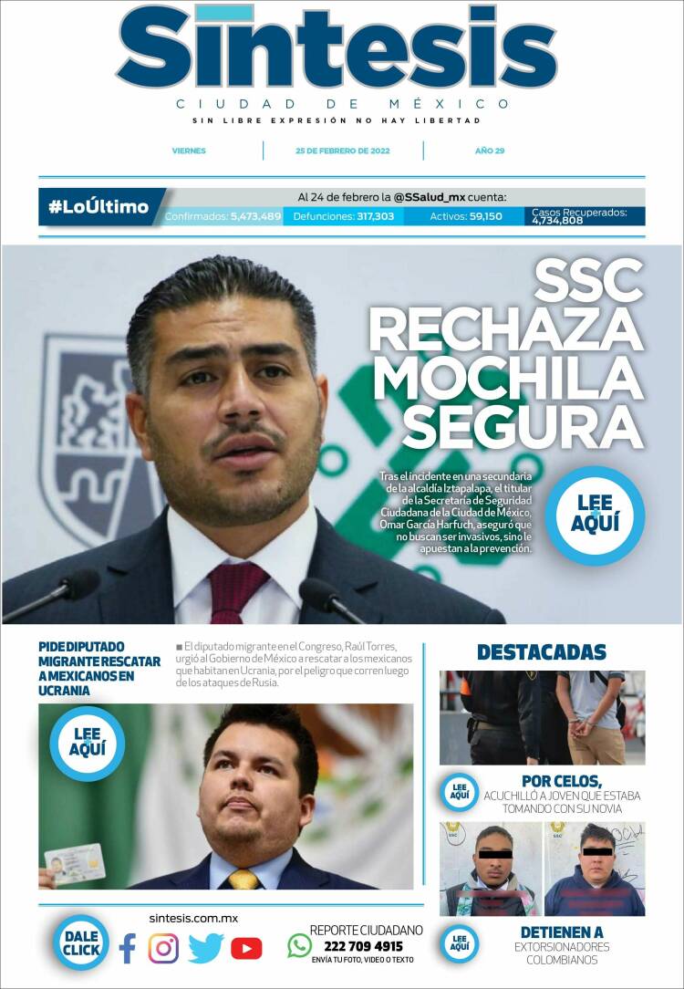 Portada de Síntesis Nacional (México)