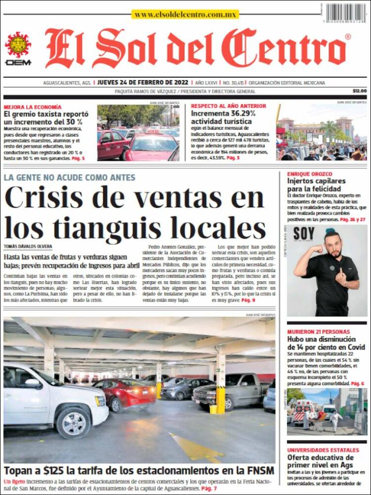 Portada de El Sol del Centro (México)