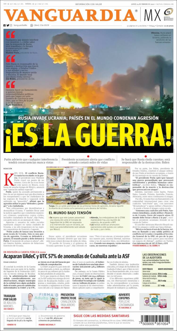 Portada de Vanguardia (México)