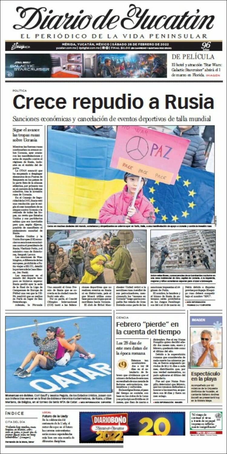 Portada de Diario de Yucatán (Mexique)