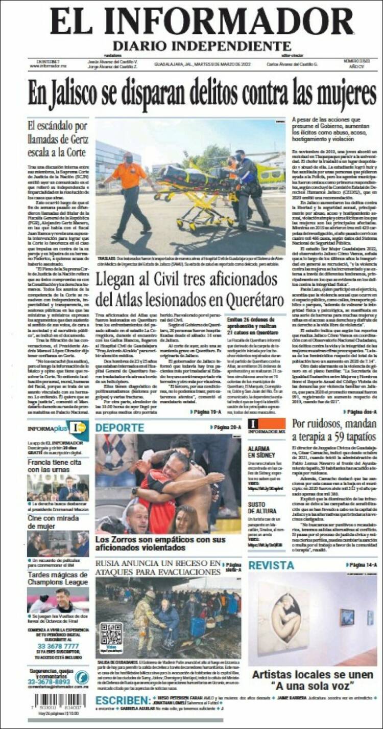 Portada de El Informador (México)