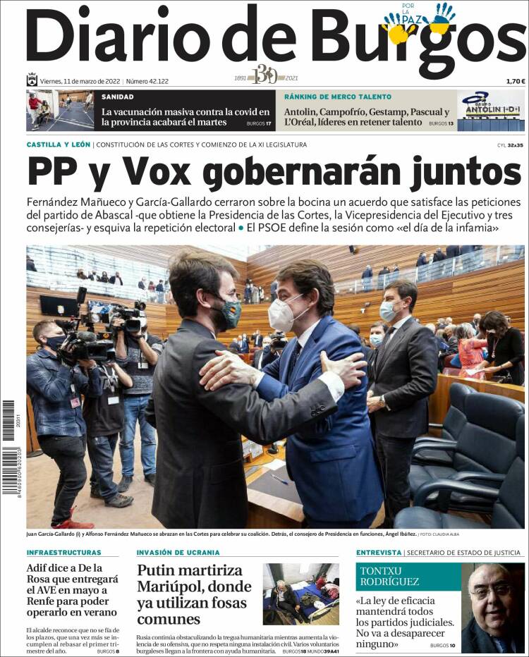 Portada de Diario de Burgos (España)