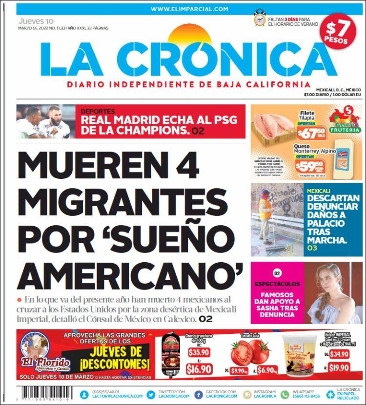 Portada de La Crónica de Baja California (México)