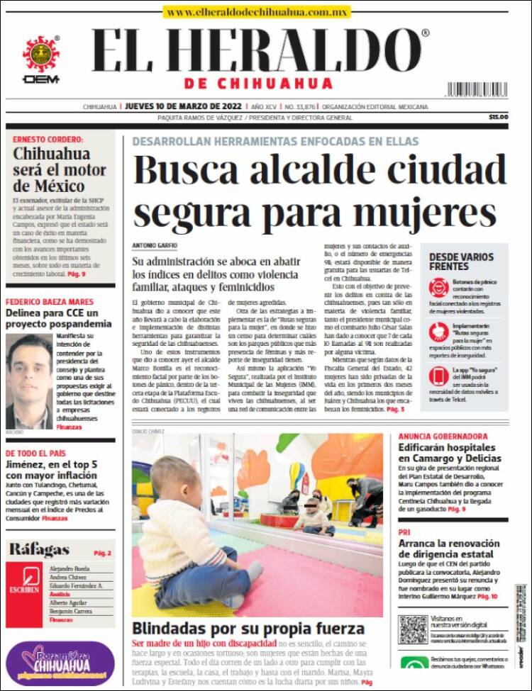 Portada de El Heraldo de Chihuahua (México)