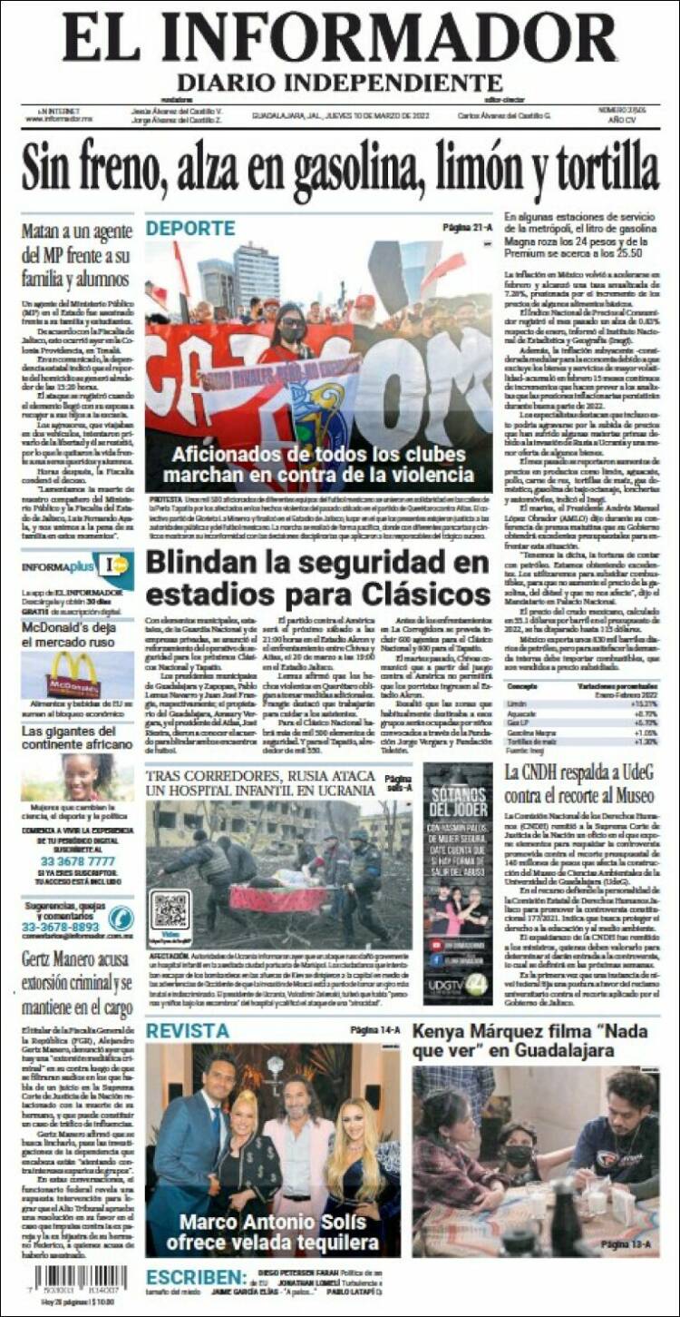 Portada de El Informador (México)