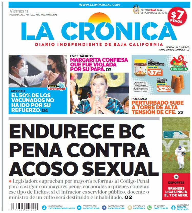 Portada de La Crónica de Baja California (México)
