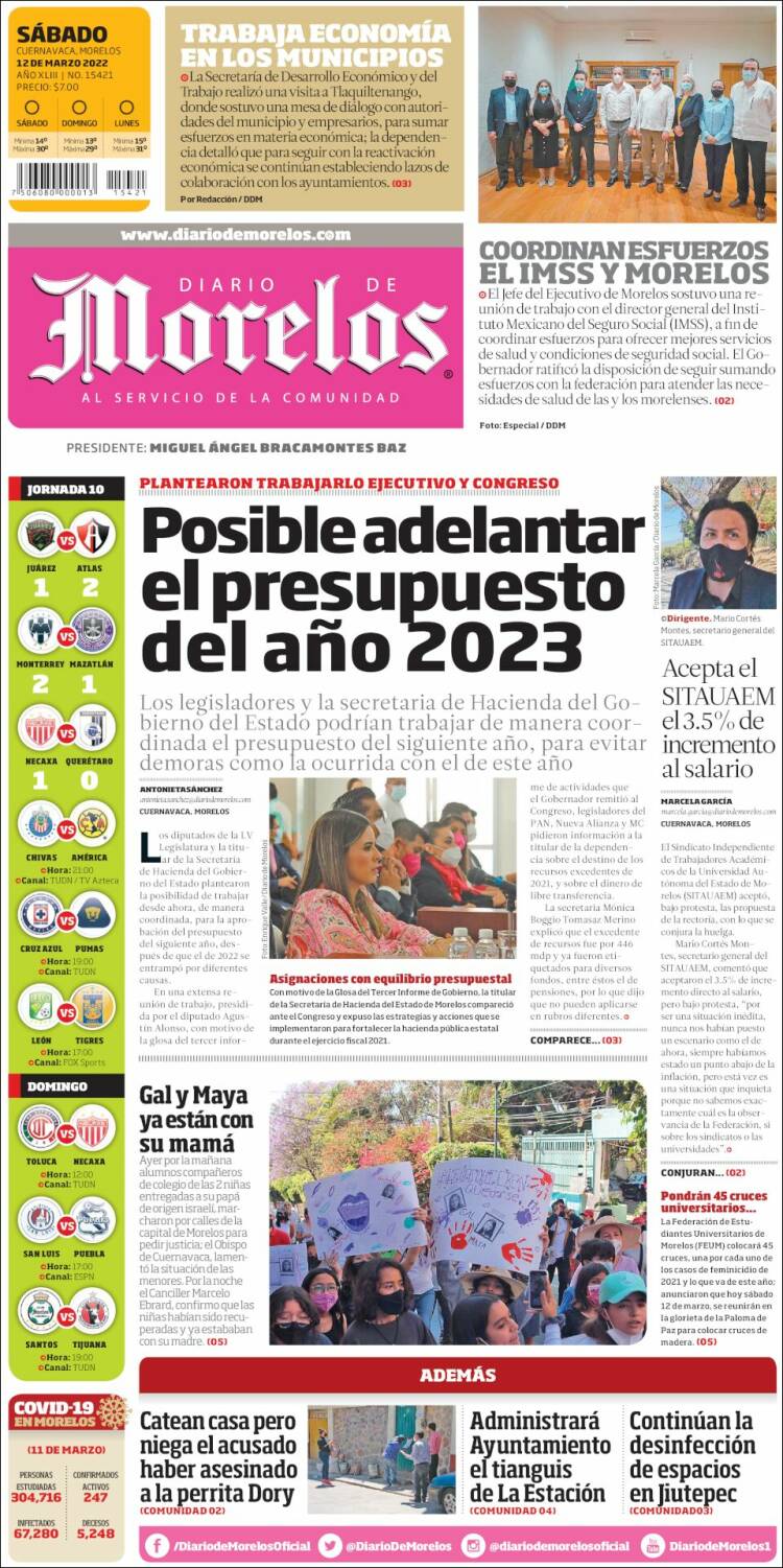 Portada de Diario de Morelos (México)