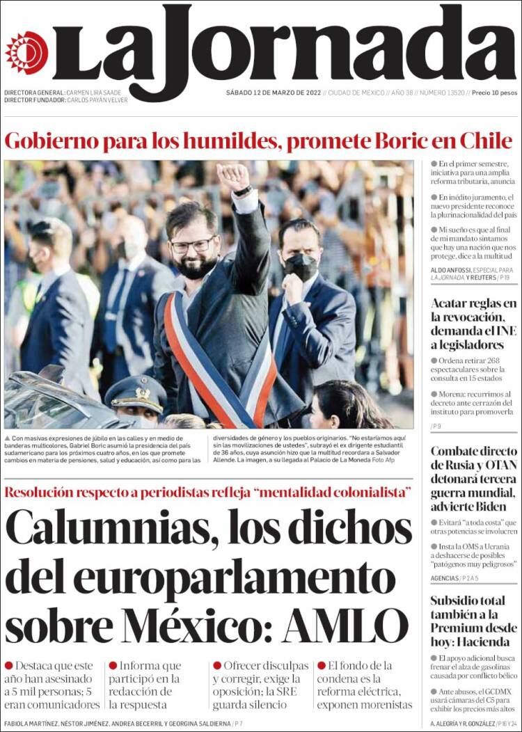 Portada de La Jornada (México)