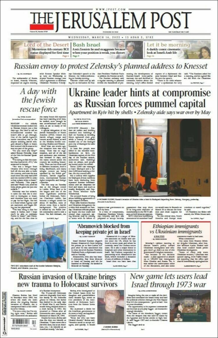 Portada de The Jerusalem Post (Israël)