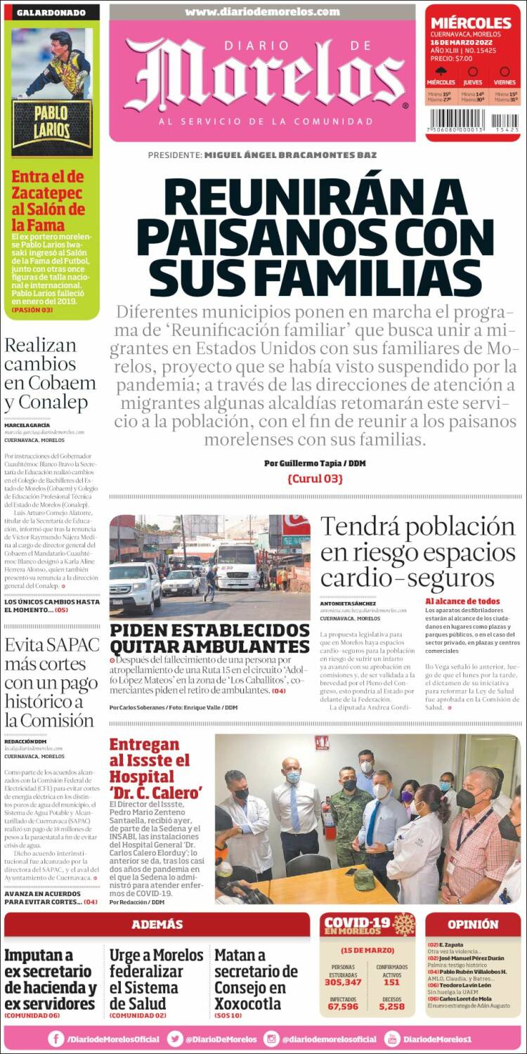 Portada de Diario de Morelos (México)