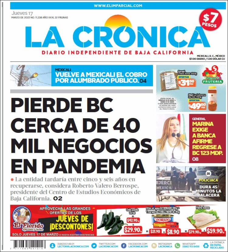 Portada de La Crónica de Baja California (Mexique)