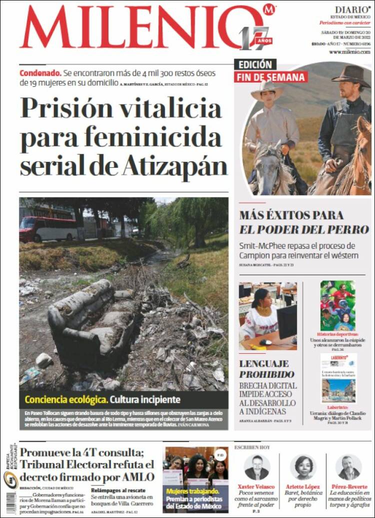 Portada de Milenio - Estado de México (México)