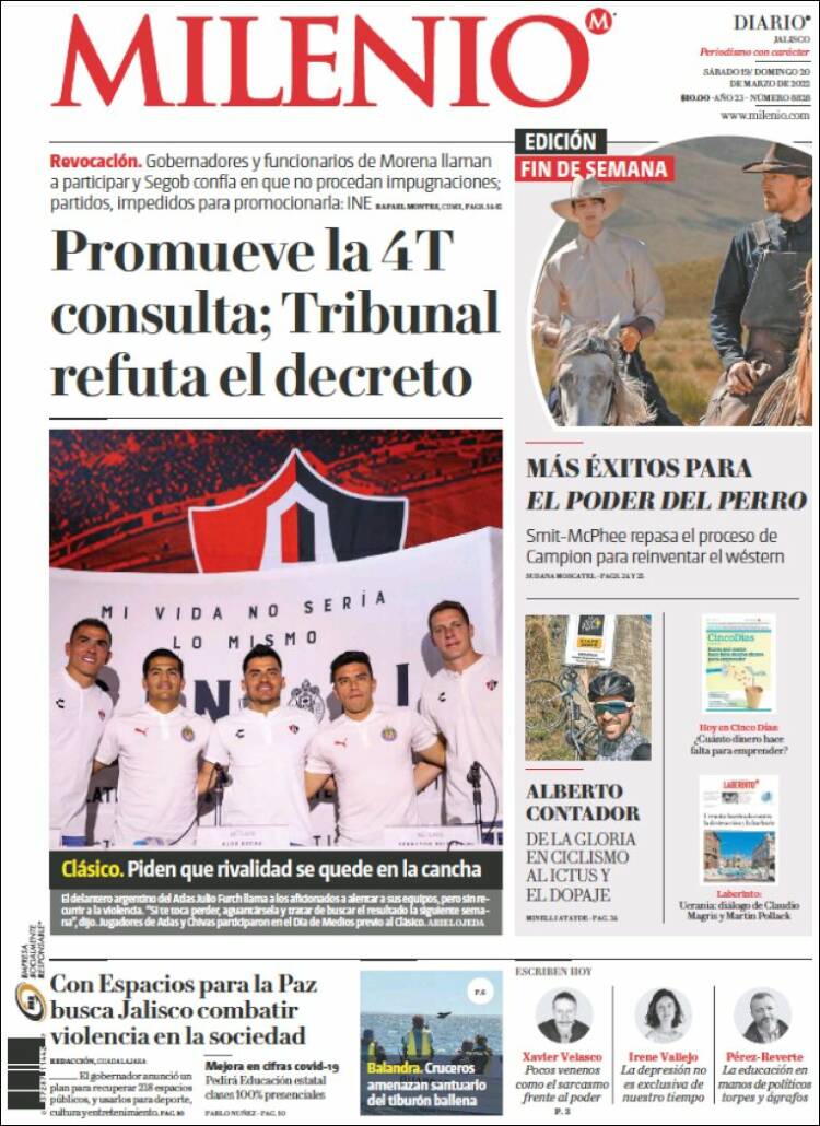 Portada de Milenio - Jalisco (México)