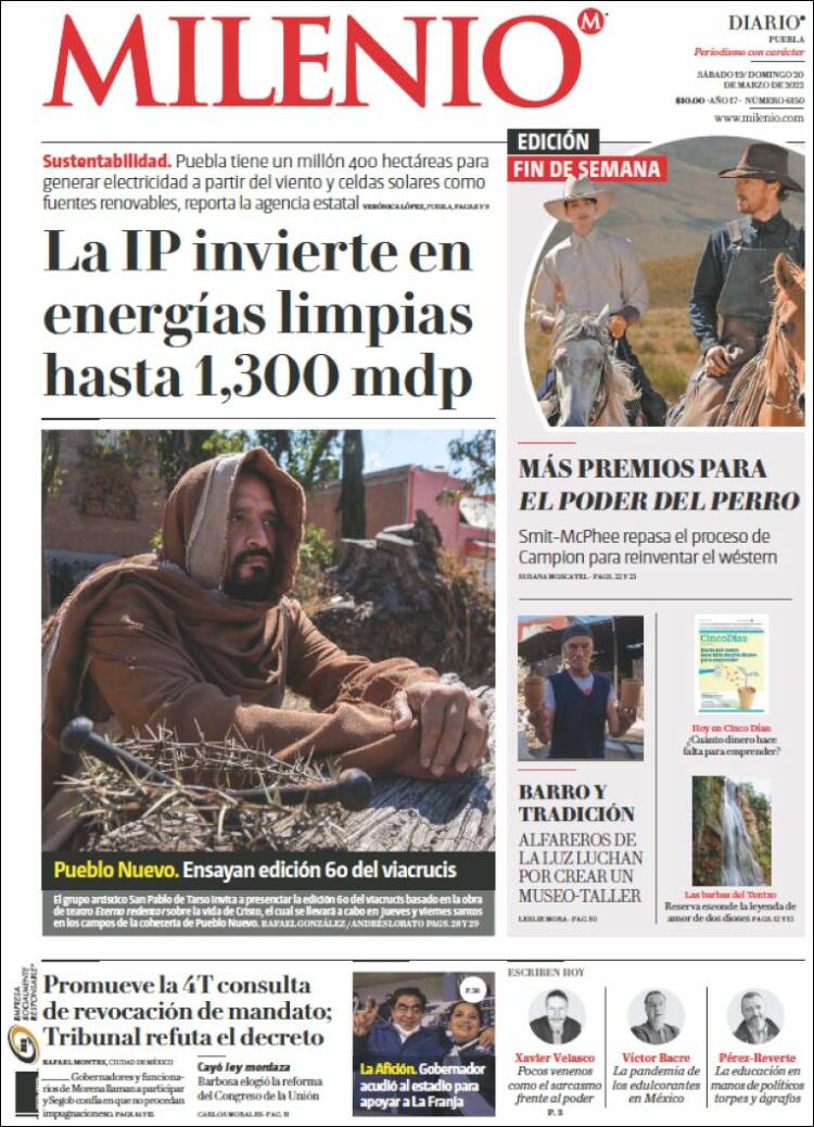 Portada de Milenio de Puebla (México)