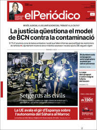 Portada de El Periódico de Catalunya (España)