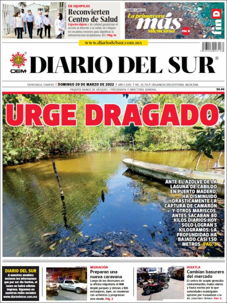 Portada de El Diario del Sur (México)