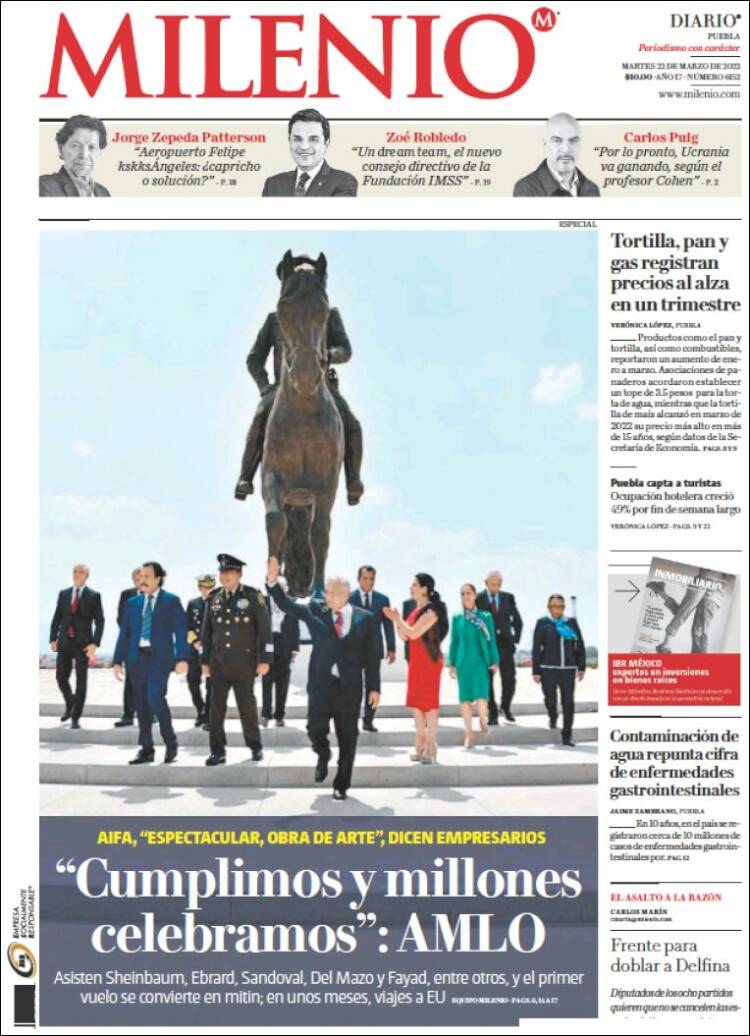 Portada de Milenio de Puebla (México)