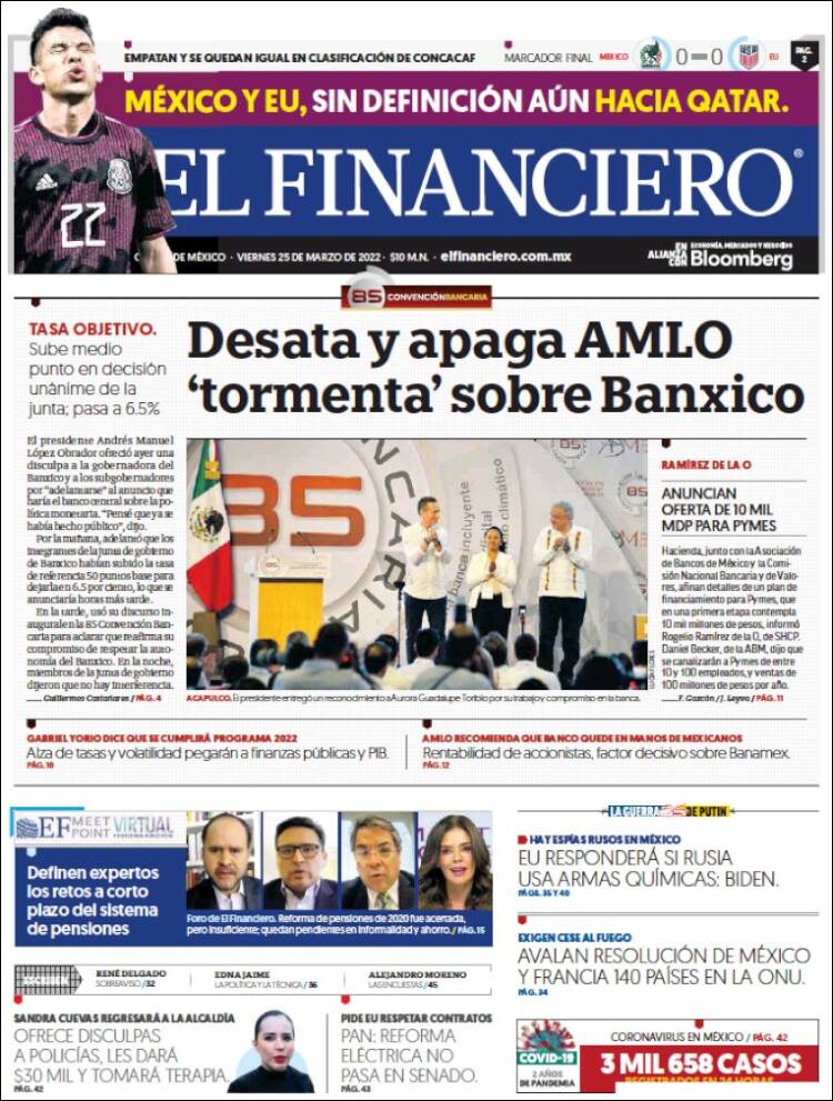 Portada de El Financiero (México)