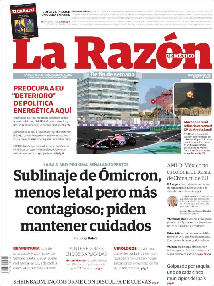 Portada de La Razón (México)