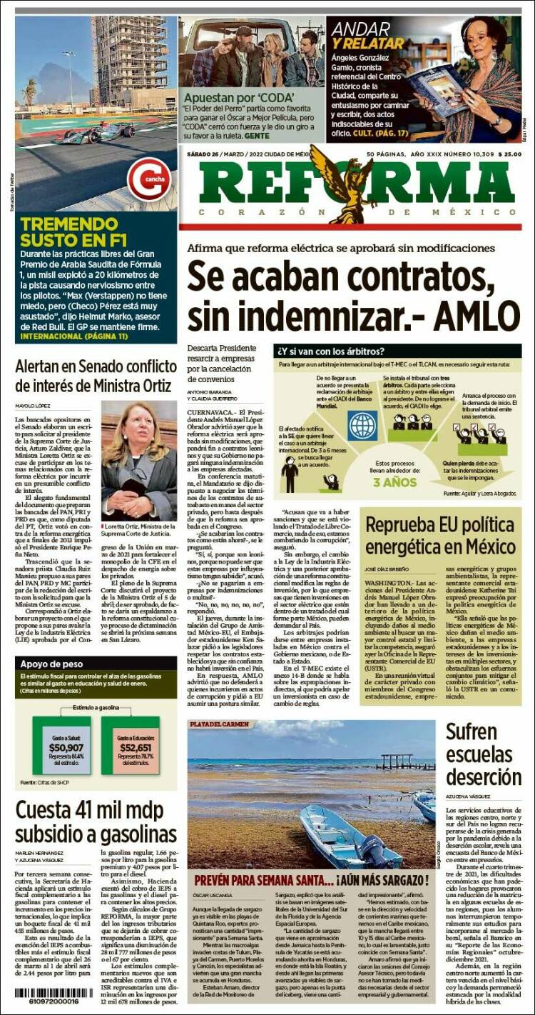 Portada de Reforma (México)