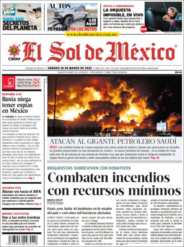 Portada de El Sol de México (México)