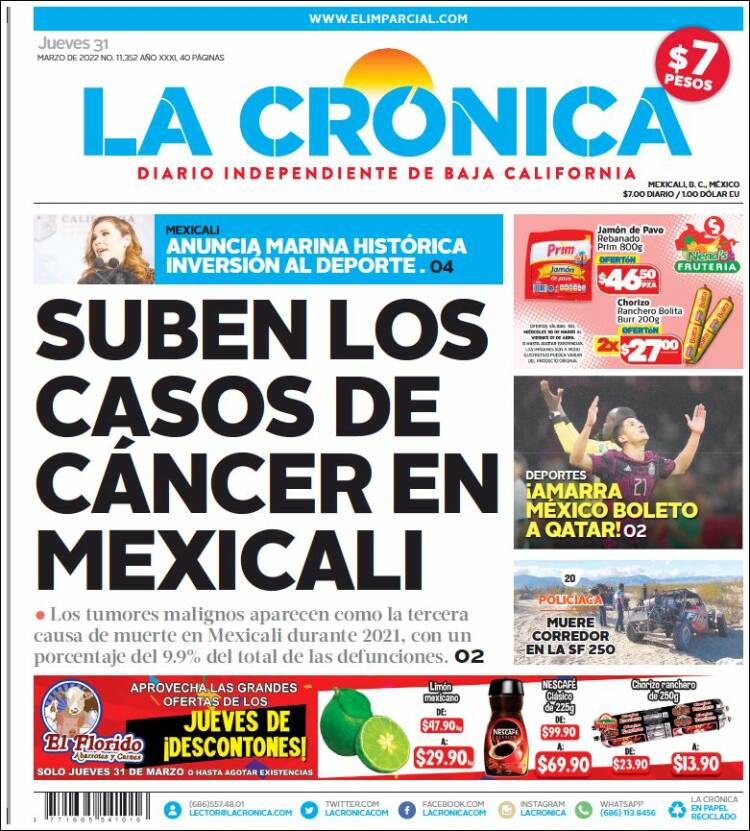 Portada de La Crónica de Baja California (Mexique)