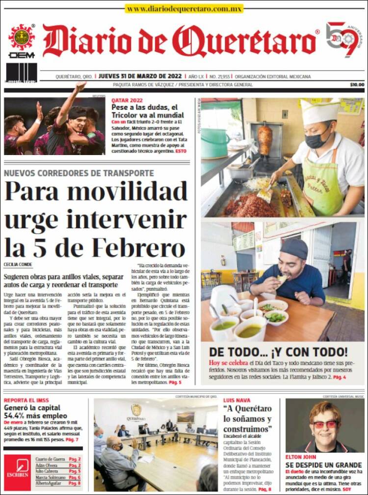 Portada de Diario de Querétaro (México)