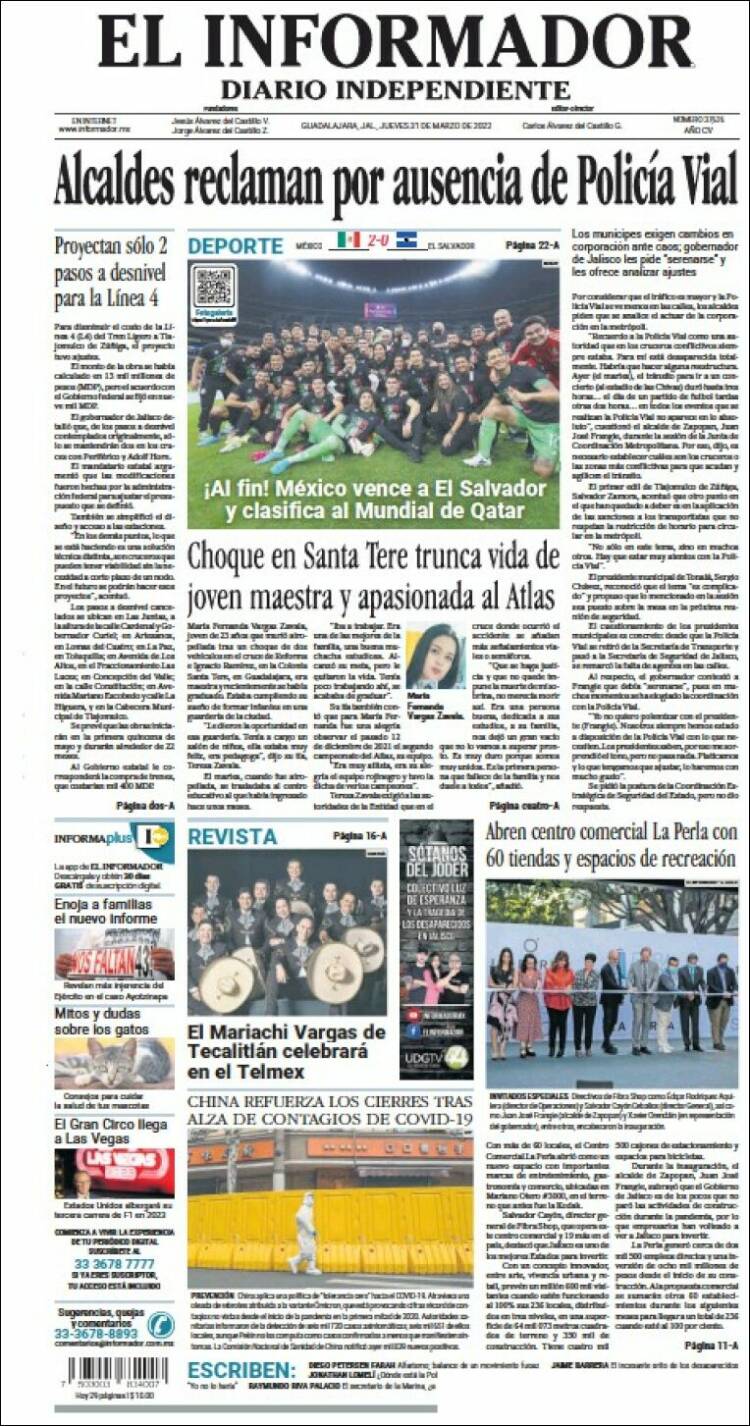 Portada de El Informador (México)