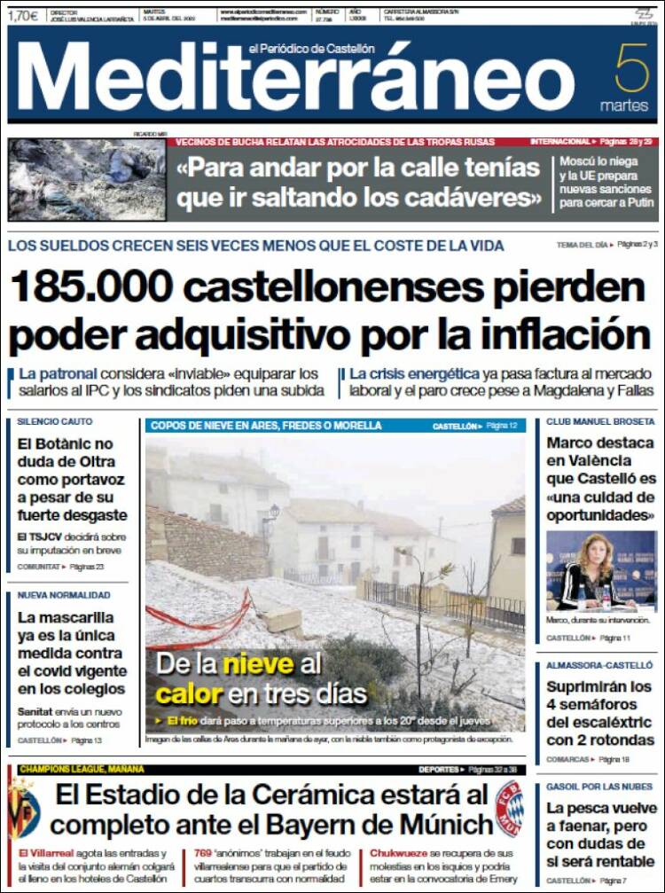 Portada de El Periódico Mediterraneo (España)