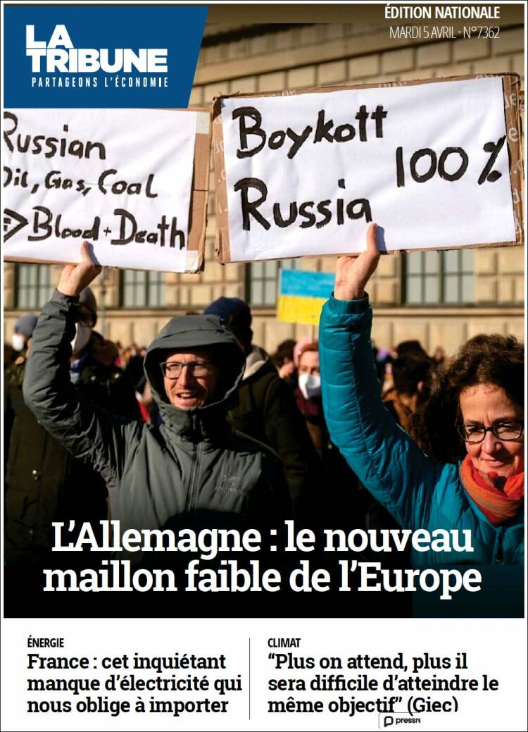 Portada de La Tribune (Francia)