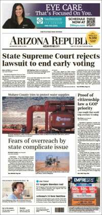 Portada de Arizona Republic News (USA)