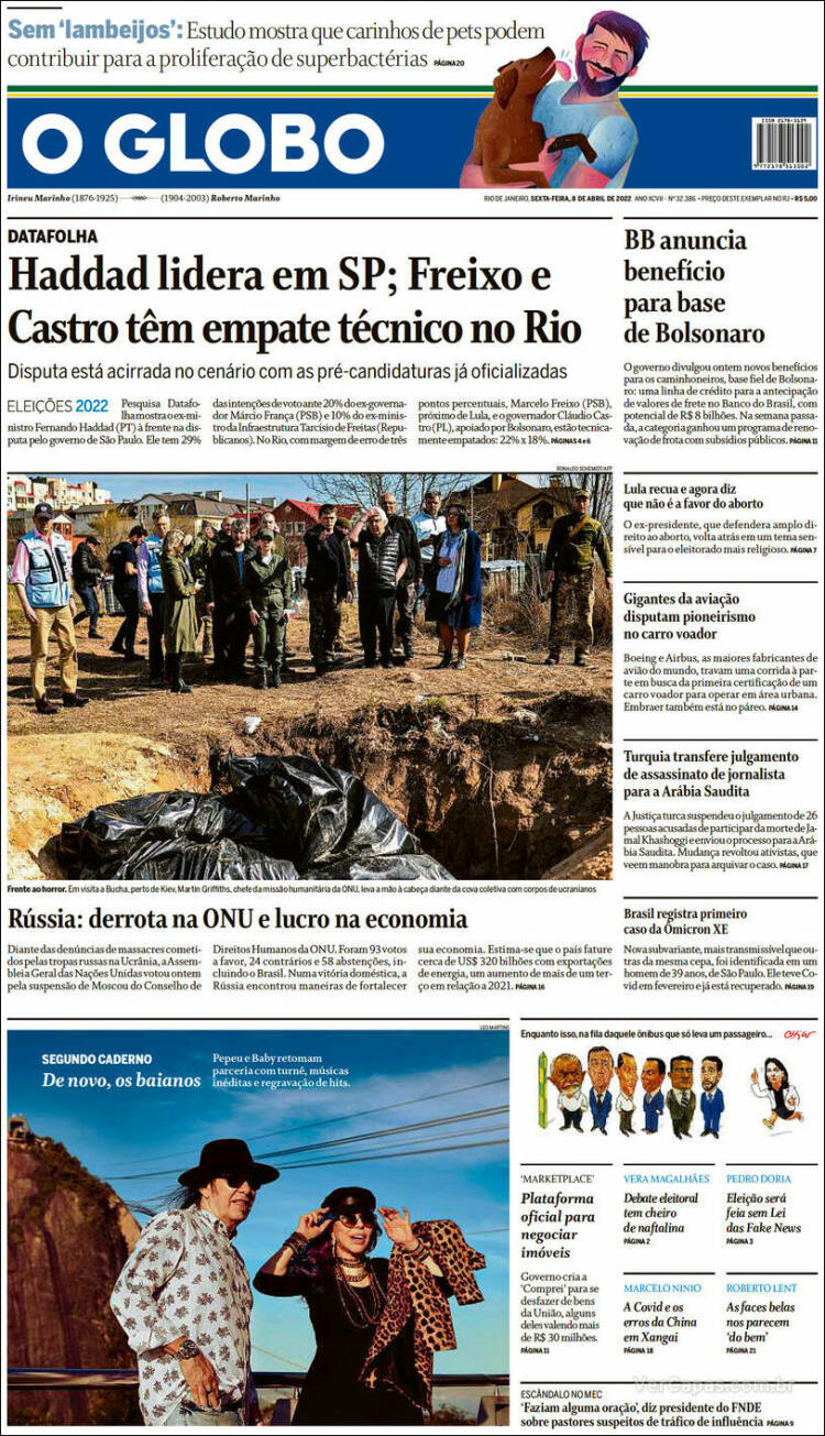 Portada de O Globo (Brésil)