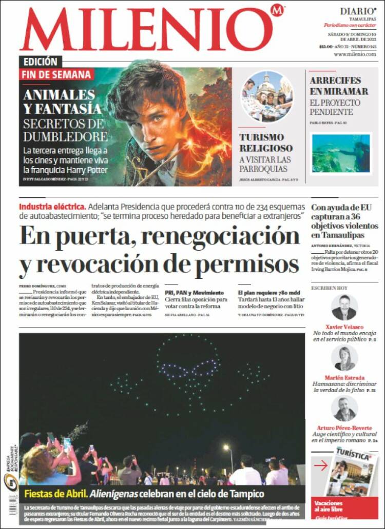 Portada de Milenio - Tamaulipas (México)