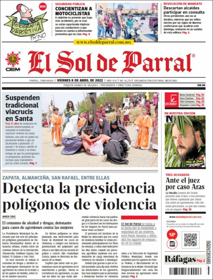 Portada de El Sol de Parral (México)