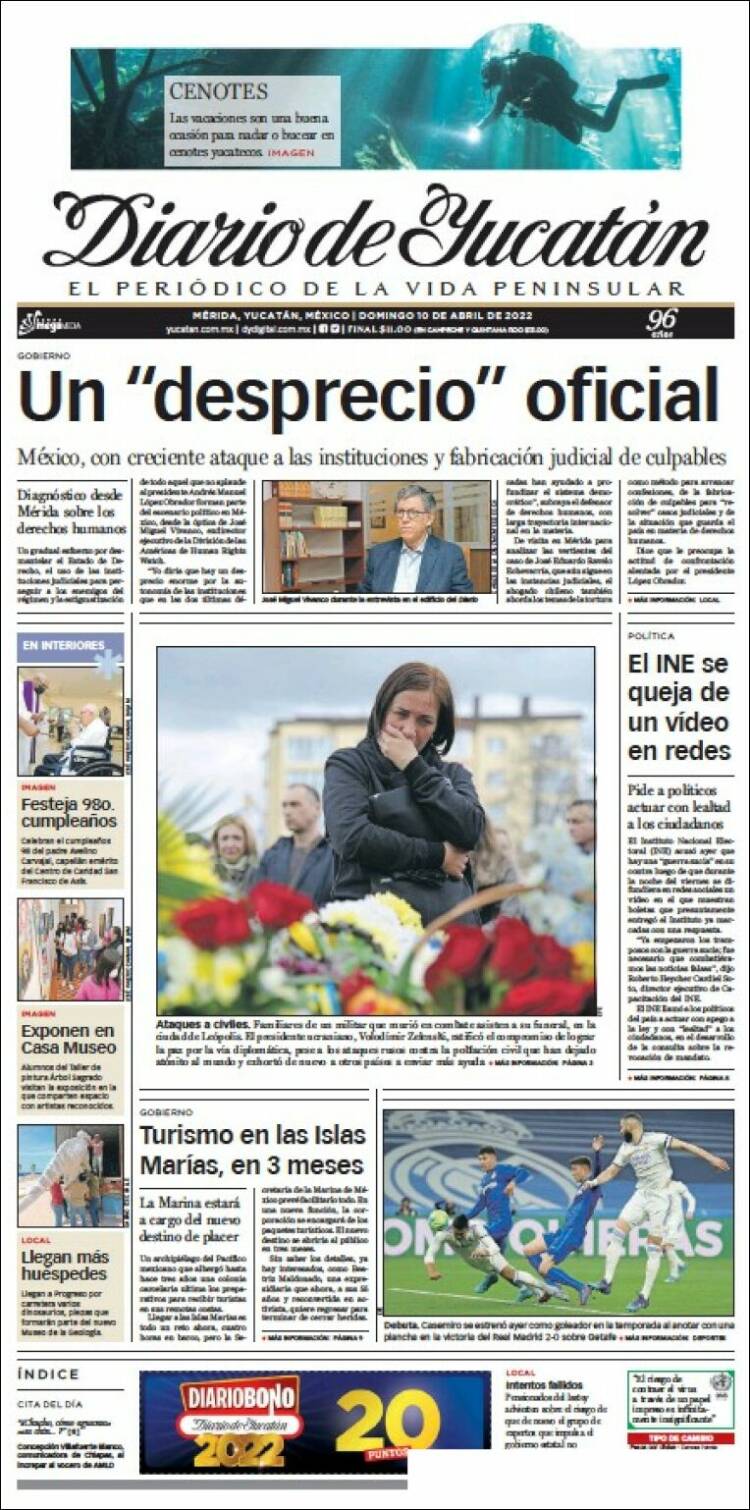 Portada de Diario de Yucatán (México)