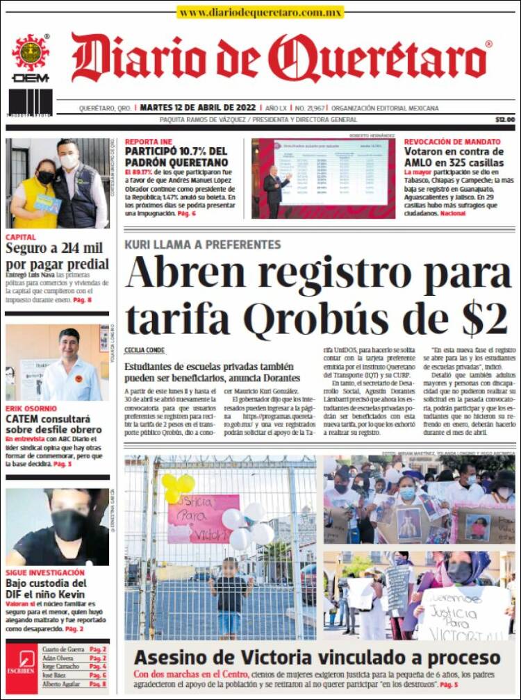 Portada de Diario de Querétaro (México)