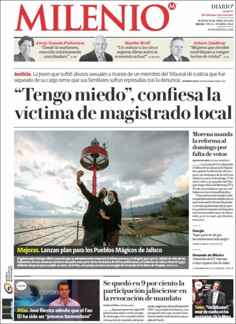 Portada de Milenio - Jalisco (México)