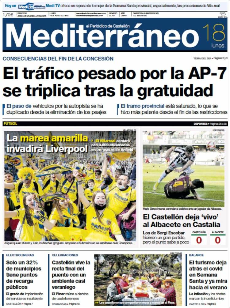 Portada de El Periódico Mediterraneo (España)